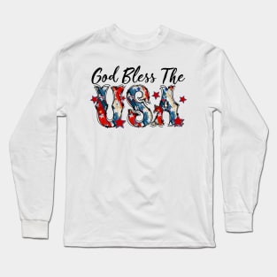 God Bless America 4th of July American Flag Men Women Long Sleeve T-Shirt